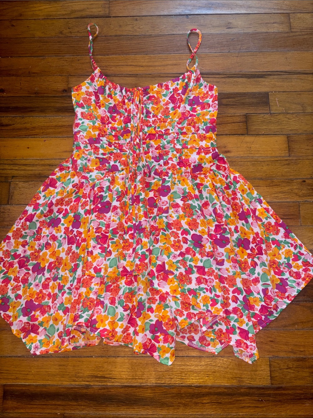 Princess Polly Girls Floral Spaghetti-Strap Dress - Pink, Orange & Green